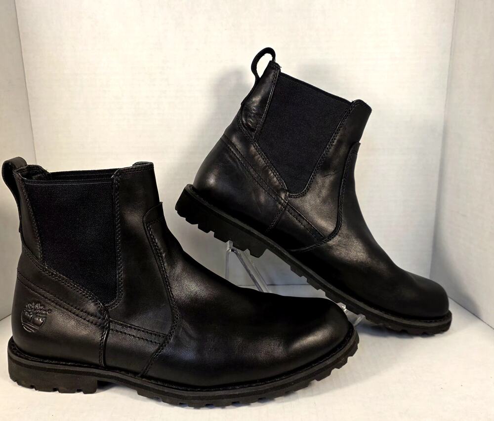 Timberland Stormbucks Chelsea Boots Men's 11W Black Leather Waterproof Slip On